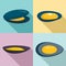 Mussels icons set, flat style