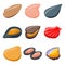 Mussels icons set, isometric style