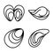 Mussels icons set, outline style
