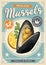 Mussels retro graphic poster advertisement