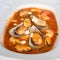 Mussels in shell in tomato sauce - greek mussels saganaki