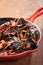 Mussels on stirfried tomato sauce