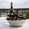 Mussels and white wine. Lunch time meal to be enjoyed as an starter.