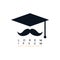 mustache art college graduation hat logo logotype theme