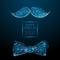 Mustache and bow tie low poly blue