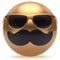 Mustache face emoticon ball happy joy handsome cartoon icon