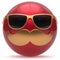 Mustache face emoticon ball happy joyful cartoon stylish icon