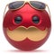 Mustache face emoticon ball joyful cartoon handsome red