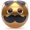 Mustache face emoticon ball joyful handsome cartoon person