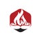 Mustache fire vector logo design concept. Restaurant or kitchen design template.