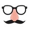 Mustache and glasses comedian props. Fun mask to hide face. isolated flat vector clipart.