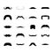 Mustache icons. Mans moustache set of black silhouettes