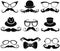 Mustache.Retro party set.Gentleman\'s hats