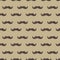 Mustache seamless patterns. Father`s Day holiday concept repeating texture, endless background. Vector illustration.