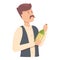 Mustache sommelier icon cartoon vector. Wine alcohol