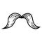 Mustache vector icon. Hand-drawn illustration isolated on white background. A sketch of swirled sideburns.