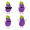 Mustached eggplant cartoon character set vector illustration