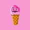 mustachioed dad ice cream vector with pink ice cream on pink background