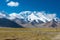 Mustagh Ata Mountain at Karakul Lake in Pamir Mountains, Akto County, Kizilsu Kirghiz Autonomous Prefecture, Xinjiang, China.