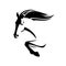 Mustang horse speeding forward black and white vector head and legs outline