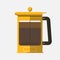 Mustard coffee french press flat design icon vector