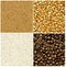 Mustard, coffee, rice and corn backgrounds