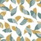 Mustard green abstract geo shadow leaf doodle background design