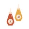 Mustard and ketchup sauce isolated graphic elements. Cartton hand drawn mustard, ketchup sauce for picnic food.