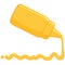 Mustard sauce spilling from bottle. Vector illustration.