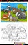 Mustelids animals cartoon coloring book