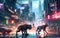 Mutant animals roam and dominate the cyberpunk neon city.