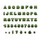 Mutant font. Green rough comic alphabet in style. Abstract ABC.
