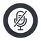 Mute microphone icon flat vector round button clean black and white design concept isolated illustration
