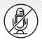 Mute microphone / mute audio mic with vector line art icon on a transparent background