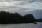 A mute swan flies near the cabin boat on the Spree River in October. Berlin, Germany