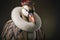 Mute swan wearing Denmark national dress, Generative AI