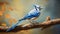 Muted Colors: A Realistic Photograph Of A Blue Jay In Nature-inspired Camouflage