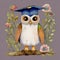 Muted Watercolor Graduation Owl - Funny Kids\\\' Storybook Illustration with a Twist