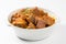 Mutton Curry in a bowl on white background generative AI
