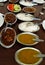Mutton curry with rice, salad, traditional bengali lunch items