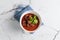 Mutton Rogan Josh, mutten qorma, mutten curry, mutton karahi in a dish isolated on napkin side view on grey background