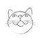 The muzzle of the cat that looks up. Cute Vector Sketch