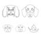 Muzzle of different breeds of dogs.Dog breed of dachshund, lapdog, beagle, pug set collection icons in outline style