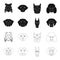 Muzzle of different breeds of dogs.Dog of the breed St. Bernard, golden retriever, Doberman, Dalmatian set collection