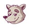 Muzzle wolf. cute character who smiles.
