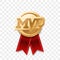 MVP gold medal award. Vector most valuable player trophy logo