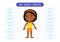 My body parts educational infographic kids poster. Cute african little girl showing external organs names.