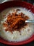 My breakfast today is porridge and shredded beef this is healthy food