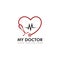 My doctor logo, creative stethoscope , heart beat vector