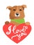 My Feelings. Lovely Dog With Heart And Text I Love You. Greeting Card With Cute Animals.